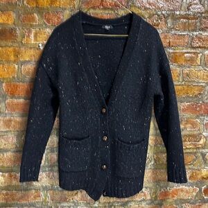 Rails Black Speckled Cardigan with Pockets - S